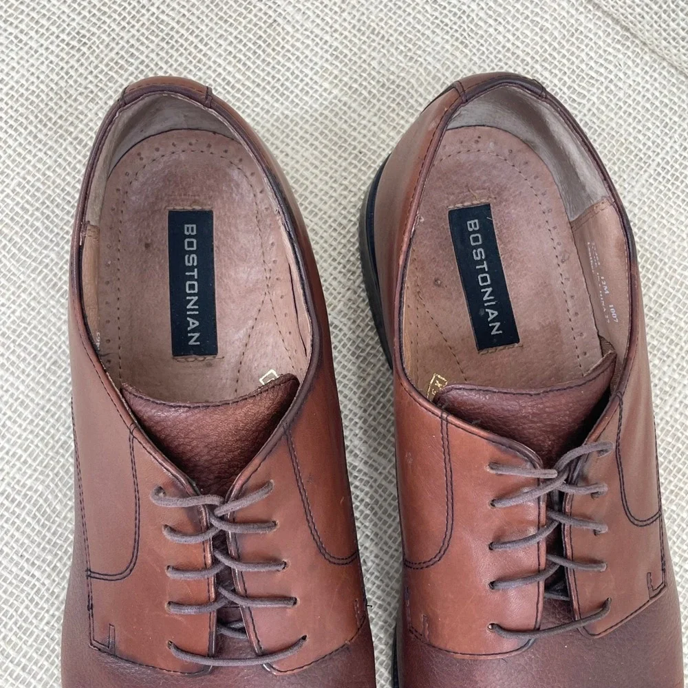 Bostonian Brown Leather Cap Toe Derby Dress Shoes Mens 12M 22462 First Flex
